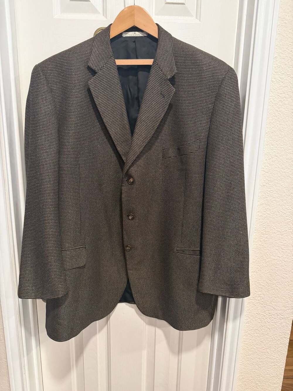 Joseph Abboud Nordstrom Mens 48R Silk Wool Blazer Sport Coat Brown Check